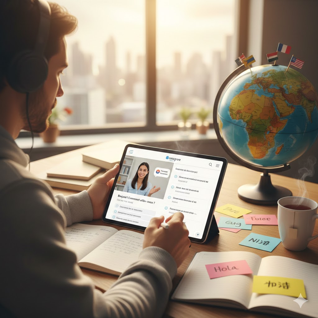 Språkundervisning online med interaktiva lektioner